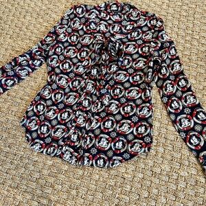 Silk Bow Front Nautical Patterned Blouse